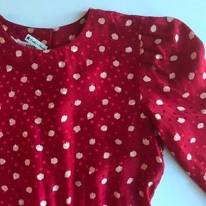 Vintage Silk Red w White Polka Dot Dress